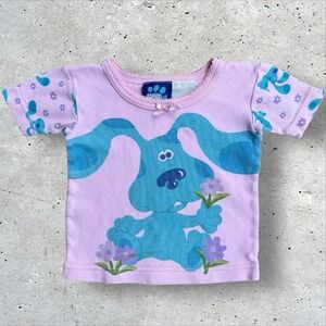 Vtg Y2K 1999 Blues Clues‎ Tee T-Shirt Pink Toddler Girls Size 3T Viacom Floral